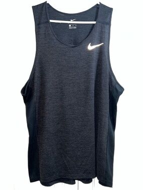 Nike Running Mens XL Dri-FIT Perforated Mesh Tank Top black Sleeveless Singlet